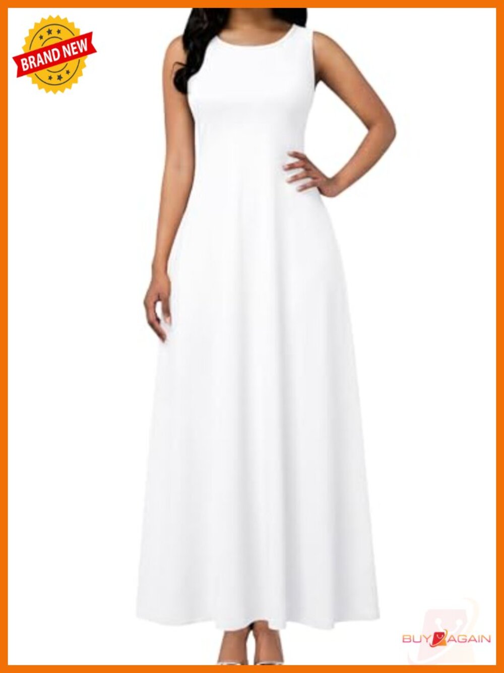 Sleeveless Crew Neck Maxi Dress with Pockets Casual Pull On